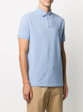 Mens Polo Ralph Lauren Mesh Polo Shirt Blue Heather Custom Slim Fit Sz Small