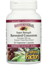 Natural Factors Resveratrol Concentrate Super Strength 60 Caps Best by 9/2027