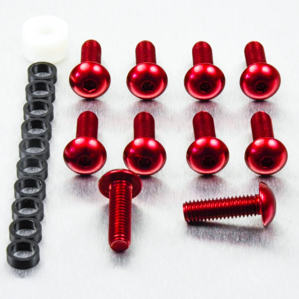 PRO-BOLT Vis à tête bombee en aluminium M6 x (1.00mm) x 20mm Pack x 10 Rouge