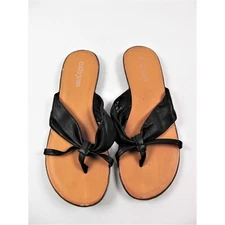 Cathy jean Women's Leather Sandals/Shoes Black Slides Size 10