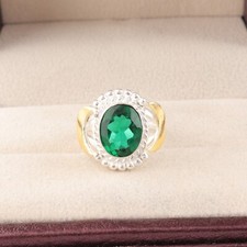 Lab Created Emerald Gemstone 925 Sterling Silver Handmade Jewelry Ring Gift For