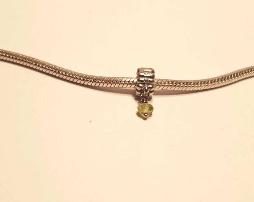 PANDORA Charm 925 Silber hängend dangle Stein Perle grün gelb Citrin Ornament - Bild 3 von 4