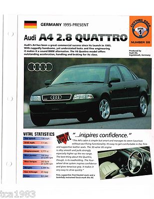 Audi A4 2.8 QUATTRO SPEC SHEET/Brochure/Catalog: 1998, | eBay