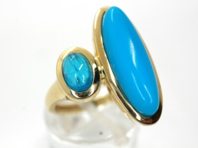 GOLDJUNGE69 * SOGNI D`ORO RING (16) TÜRKIS STAB & TULEAR APATIT 375er GELBGOLD