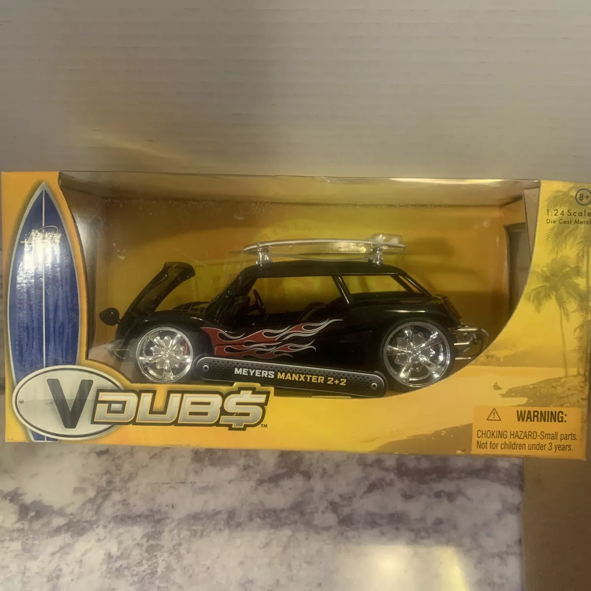 Jada V-Dubs Meyers Manxter 2+2 Surfboard Dune Buggy 1:24 Scale Diecast Model Car