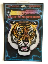 Vintage Chroma Graphics Tiger Decal Laser Axent Sparkly 1984
