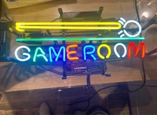 Game Room Pool Billiards 24"x20" Neon Light Sign Lamp Bar Real Glass Wall Decor