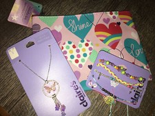 Claire  s Butterfly Dream Catcher Necklace Bracelet Lipgloss Cosm Bag Jewelry Lot