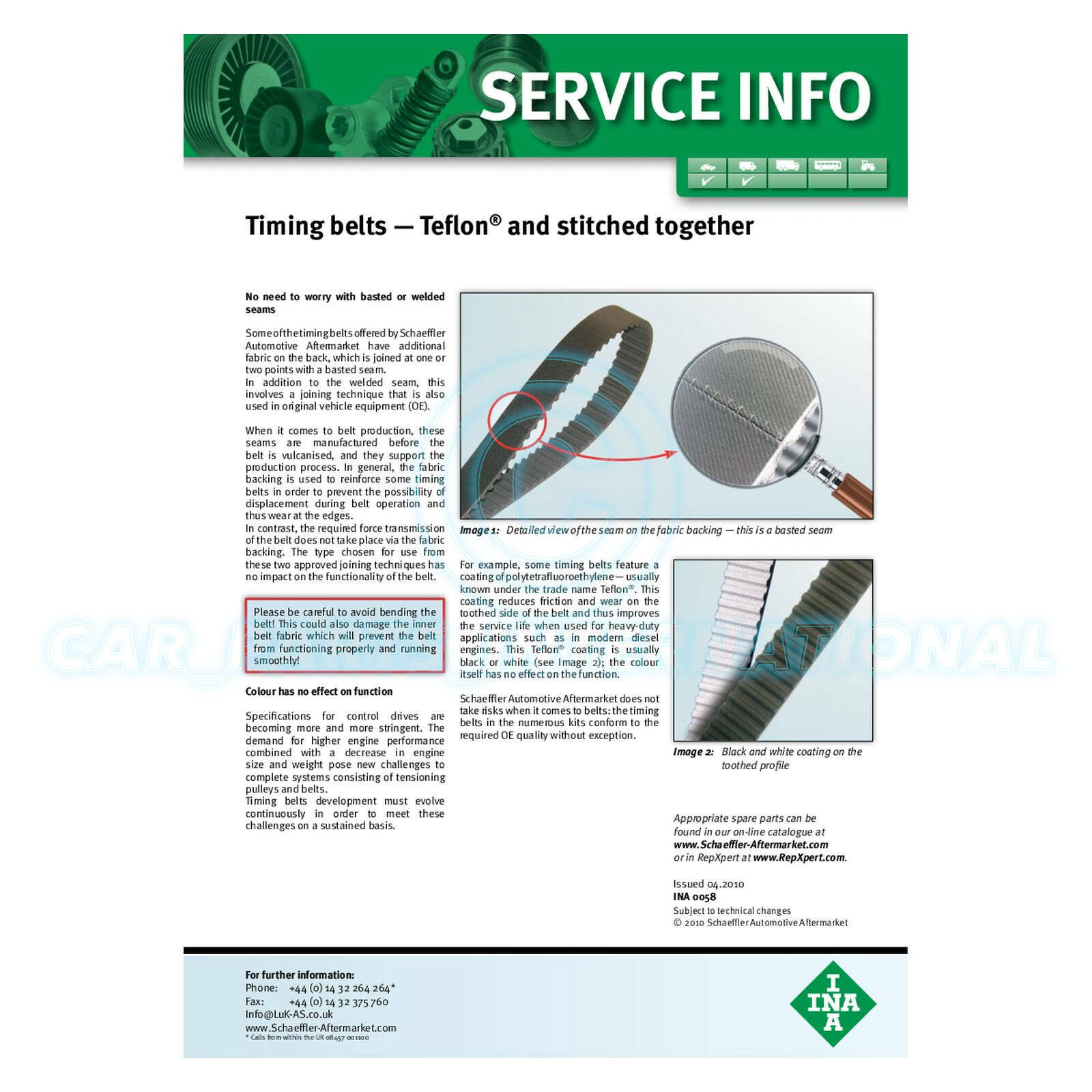 INA Timing Belt Kit Set 137 Teeth Part No 530 0573 10 EO Quality