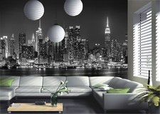 Papier peint photo nuit New York City Brooklyn Bridge Skyline Building déco