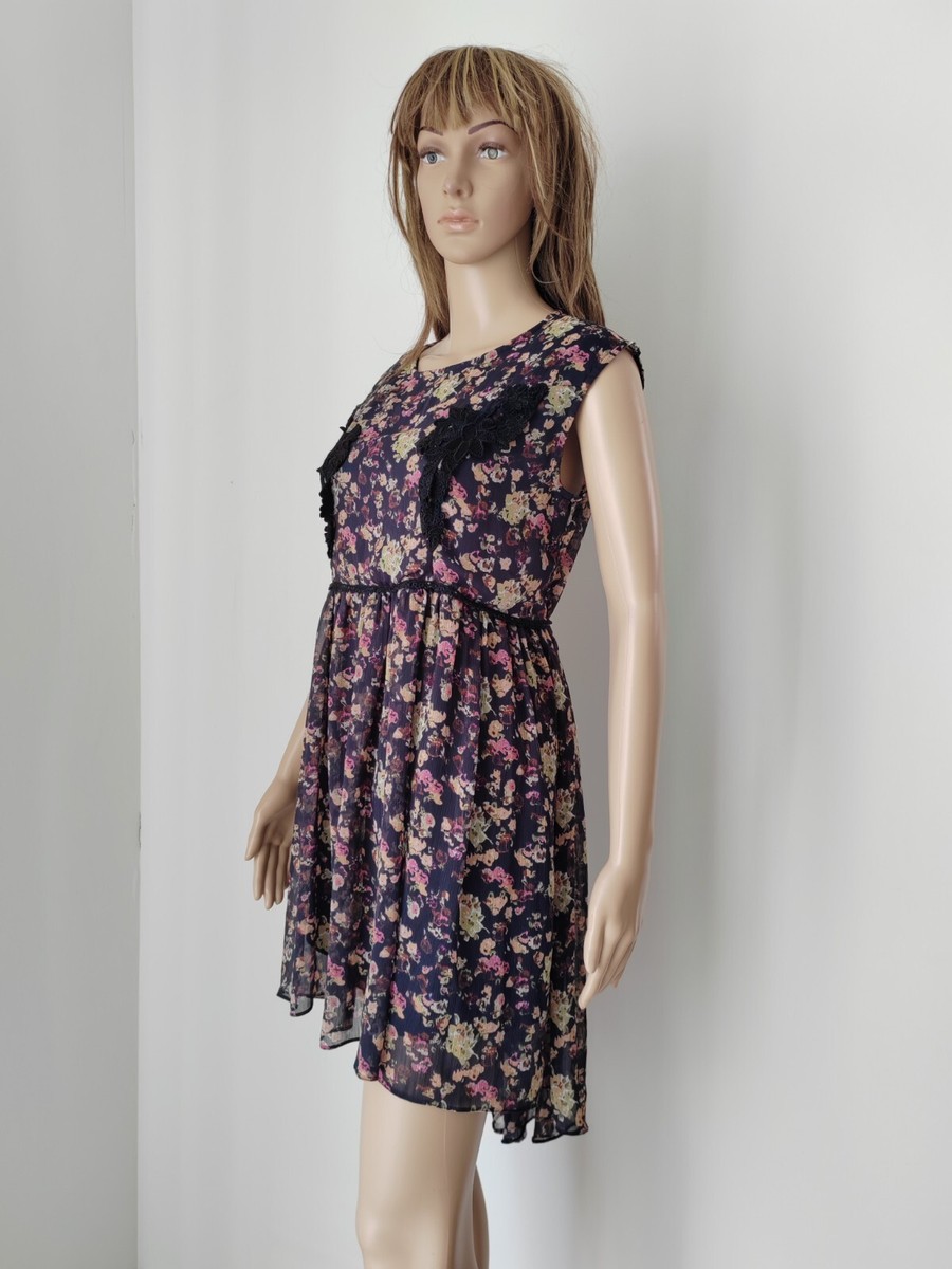 ❤️Size 10 RIVER ISLAND multicoloured floral chiffon asymmetric