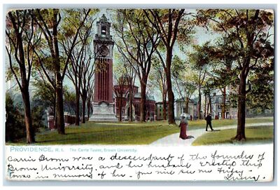 Providence Rhode Island RI Postcard The Carrie Tower Brown University 1908 Tuck