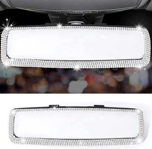 Bling Car Rearview Mirror Decorations with HD Glass - White Accessories
