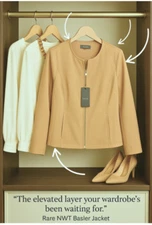 Basler Tan Casual Cotton-Poly Blend Jacket NWT Euro Sz 48 US 14-16 Rare Find!