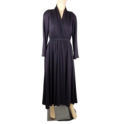 Donna Karan Collection Maxi Dress M Purple Wool Long Sleeve Faux Wrap  Pockets | eBay