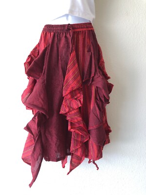 Gypsy Patchwork Hippie Bohemian Festival Cotton Skirt Dress Handmade Nepal S37 R
