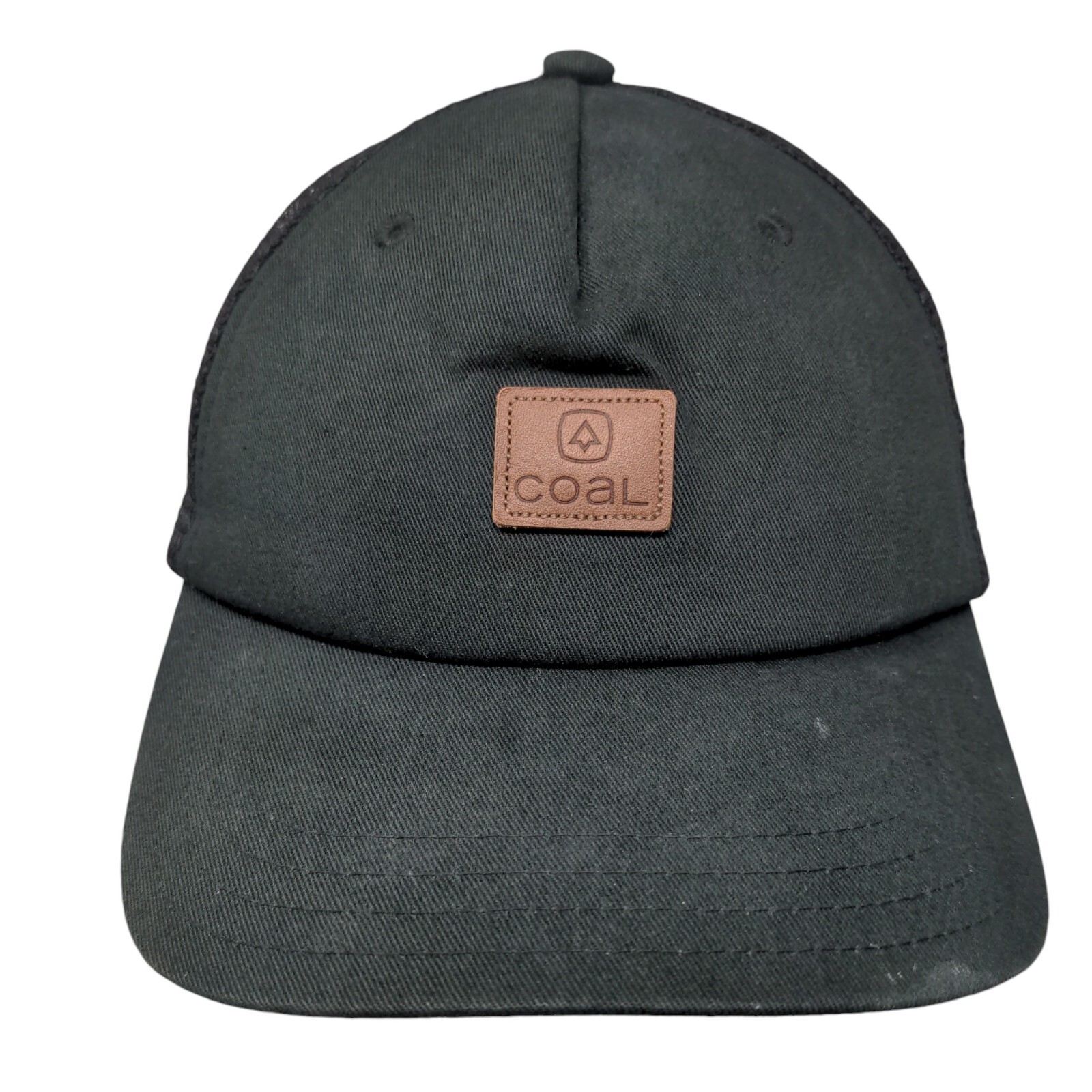 Coal Leather Patch Snapback Mesh Back Trucker Hat… - image 1