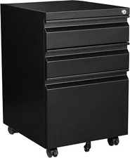 STANI 3 Drawer Mobile File Cabinet with Lock Rolling Mobile File Cabinet