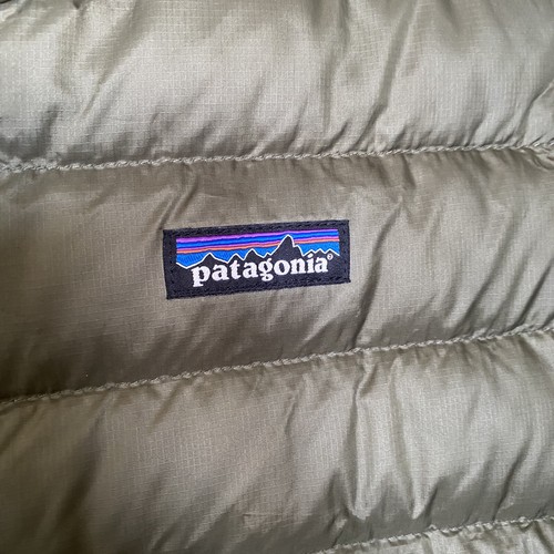 Patagonia Coat Kids XL 14 Burnt Green Duck Down Polyester Full Zip Puffer Jacket - Picture 3 of 13