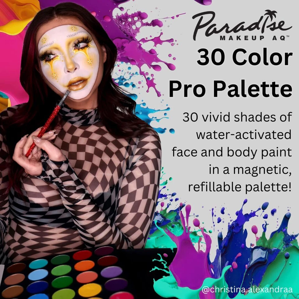 Paleta de pintura corporal profesional Mehron Paradise Makeup AQ juego de 30 unidades Foto 3 de 4