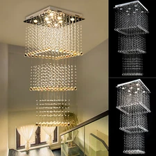 Modern Luxury K9 Crystal Chandelier LED Pendant Lamp Rain Drop Ceiling Light