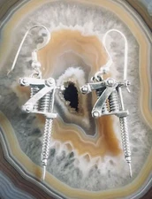 Tattoo Gun drop earrings 925 silver dangle hook Gothic Biker Punk Emo tattooist