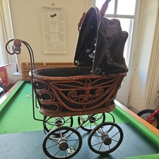 VINTAGE  WICKER VICTORIAN STYLE DOLLS PRAM