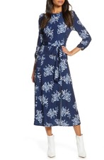 Women's Eliza J Floral Jersey Midi Dress, Size 4 - Blue