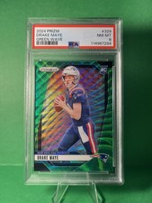2024 Panini Prizm #329 Drake Maye RC Rookie Green Wave Prizm PSA 8 
