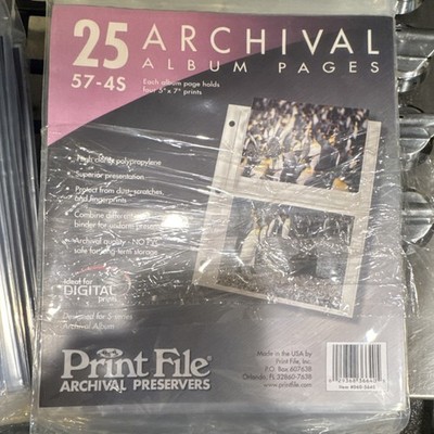 Print File Archival Album Pages 57-4S 25 Pack for 5x7 Prints Acid-Free