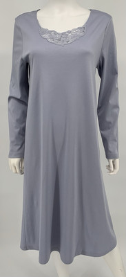 HANRO Long Nightgown 100% Cotton With Embroidered Neckline Medium/M Retail $265