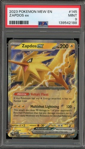 Pokemon Zapdos ex 151 MEW EN Double Rare #145 PSA 9 Mint