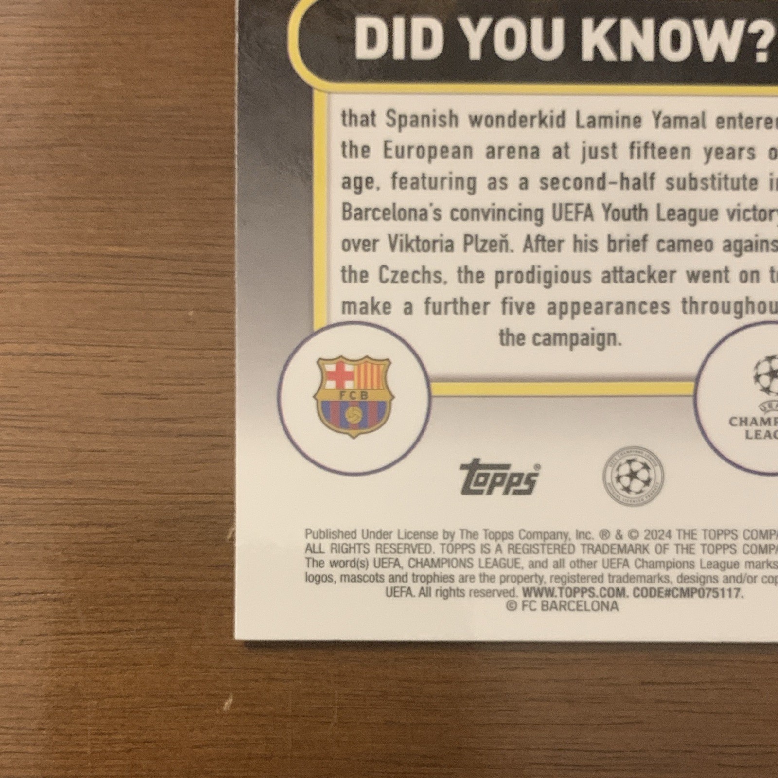 Topps 2023-24 Merlin UEFA Club Competitions Lamine Yamal RC #27 NM FC Barcelona view 10