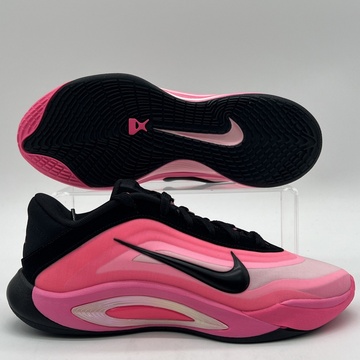 Womens Size 8.5 Nike A'One Leo Light Pink Black Basketball Shoes