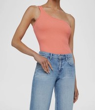 L'AGENCE Women's Pink Cassidy One-Shoulder Bodysuit Size L