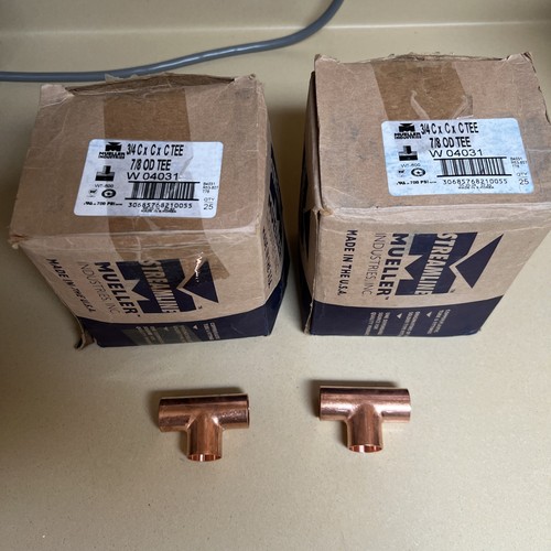 (25) x (2) NEW Mueller W04031 Copper 3/4 C x C x C Tee 7/8 OD Tee