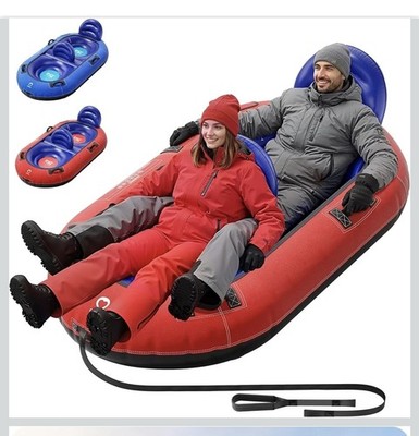 Aufblasbarer Snow Tube für 2 Personen mit zwei Rückenlehnen & Abschleppseil, aufblasbarer Schneeschlitten 