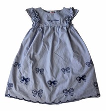 Mezzo Piano Dress 130cm Blue Vertical Striped Pattern Frill Embroidered Ribbon