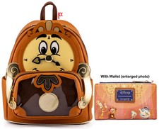 Mochila Loungefly Disney La Bella y la Bestia Cogsworth Exclusiva y Cartera LE