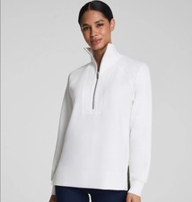 SPANX Air Essentials Half-Zip High Neck Long-Sleeves Soft Fabric White Top 2XL