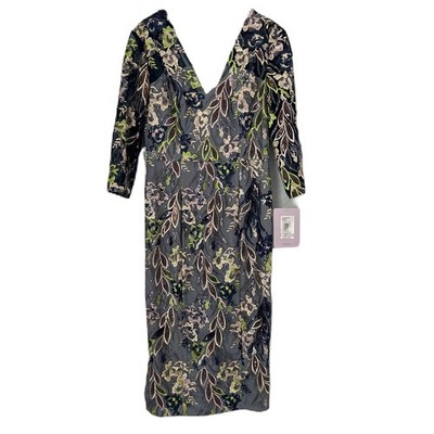 JS Collections Dress Women 8 Multicolored Floral Embroidery Sequin Formal  NWT