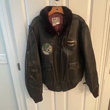 Vintage Split S Aviation Flight Leather Bomber Jacket Men XL Brown USNR USA Made