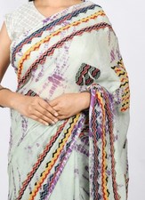 Applique Kota Doriya Saree - Multicolour