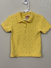 VTG McKids McDonalds Baby Girls Floral Polo Shirt 4T Yellow Pique Cotton 80s 90s