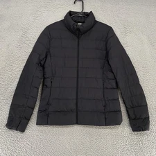 Uniqlo Down Jacket Womens Small Black Lightweight Puffer Coat Water Repellent