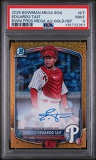 2025 Bowman Chrome Mega Gold Mojo Refractor /50 Eduardo Tait Auto PSA 9 Twins