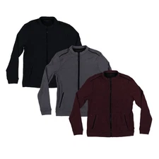 John Varvatos Men's Sweater Double-Knit Full Zip Outerwear Long Sleeve Jacket