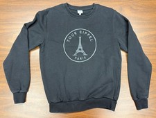 From Paris Black with silver/grey seal Tour Eiffel Sweatshirt Small