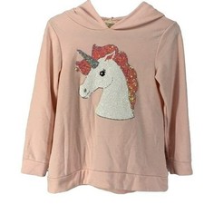 Blush Pink Sequin Unicorn Hoodie Sweatshirt Whimsical Magical Graphic
