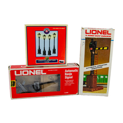 Lionel Banjo Signal Street Lamp Posts Semaphore 1:48 O Scale Train Layout 3P Lot